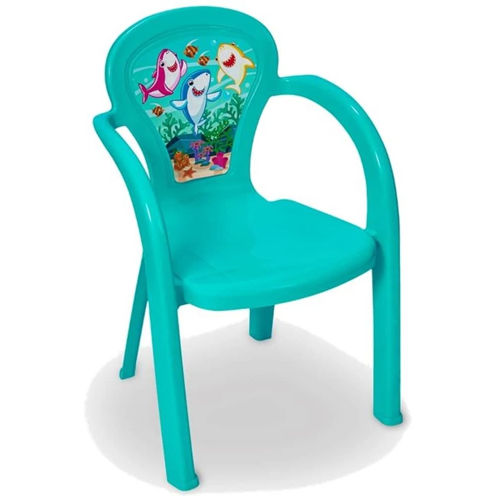 Cadeira Infantil Para Criança Decorada De Personagens Tubarão Oceano