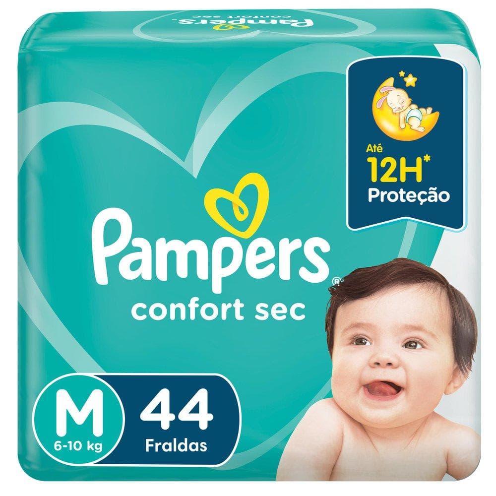Fralda Pampers Confort Sec Mega M com 44 Tiras