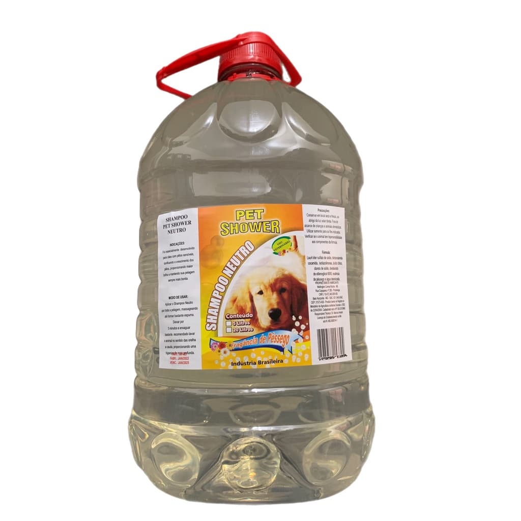 Shampo  Pet Shower Neutro 5 litros para Pet Shop, Banho e Tosa e Clínica Veterinária