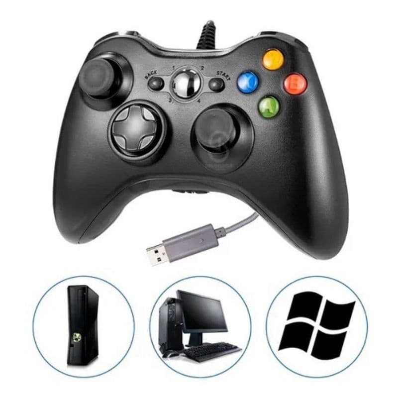 Controle Xbox 360 com fio compatível com Pc e Vídeo Game -Jsx