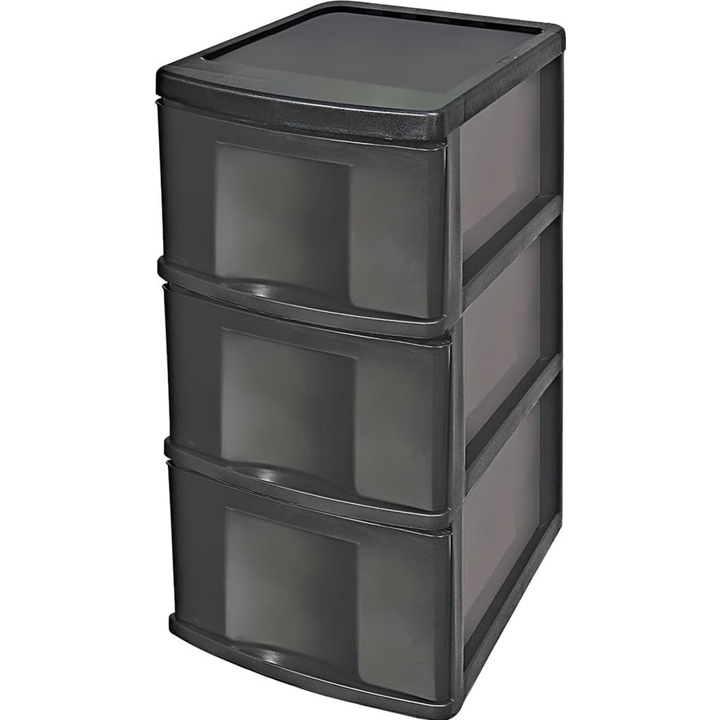 Organizador Multiuso Gaveteiro de Chão 3 Gavetas Preto GV-14 Organizador para Lavanderia Cozinha Quarto Sala Escritório Consultórios