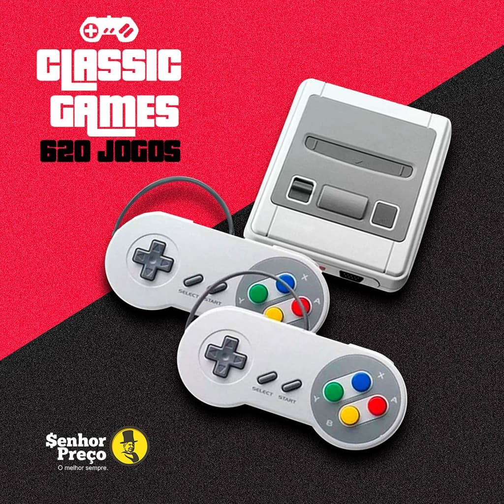Video Game Super Mini 8 Bit 620 Jogos Retrô Com 2 Controles