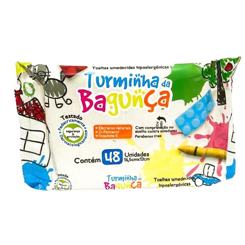 Lenço Umedecido Turminha da Bagunça Toalha Umedecida 48 Unidades