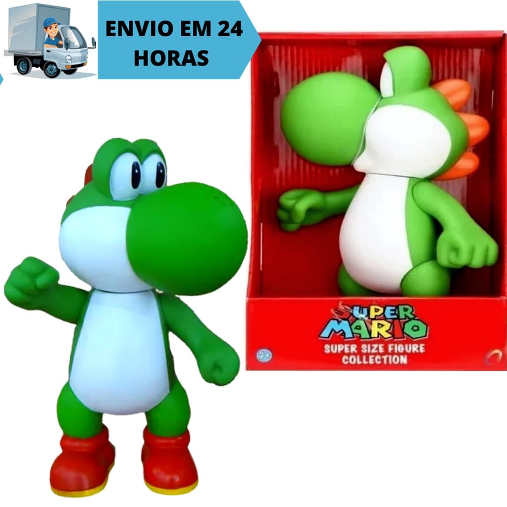 Boneco Grande Yoshi Super Mario 23 Cm Articulado  Collection Caixa Original