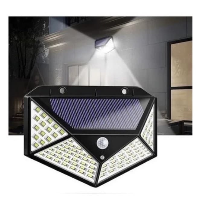 Luminária Solar Parede 100 Led Sensor Presença com 3 Funções Super Led PRONTA ENTREGA