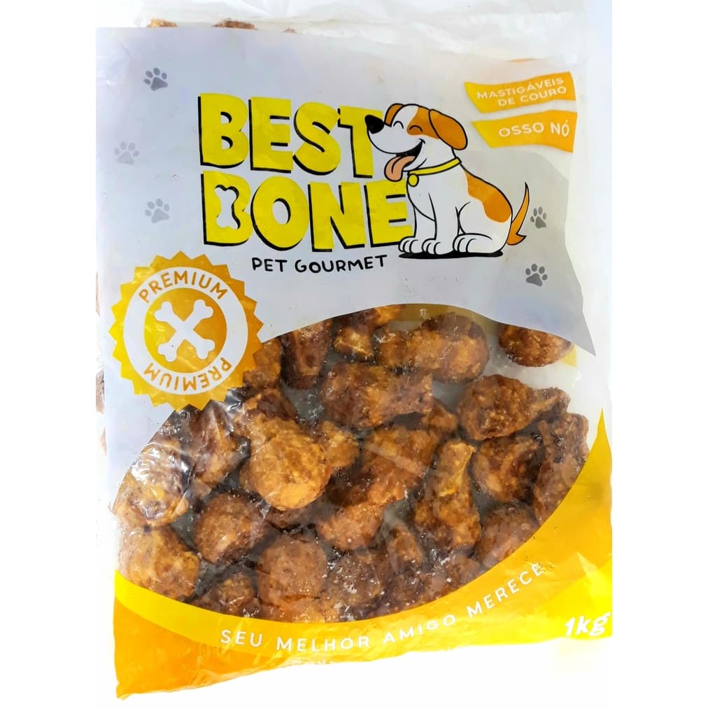 Osso Fantasia De Couro 1kg Formato coxa De Frango Petisco Caes