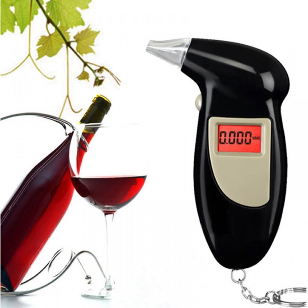 Medidor à prova de álcool para carro Bafômetro Hidrômetro Relório Termômetro Mini chaveiro portátil 2 em 1 display digital de alta precisão