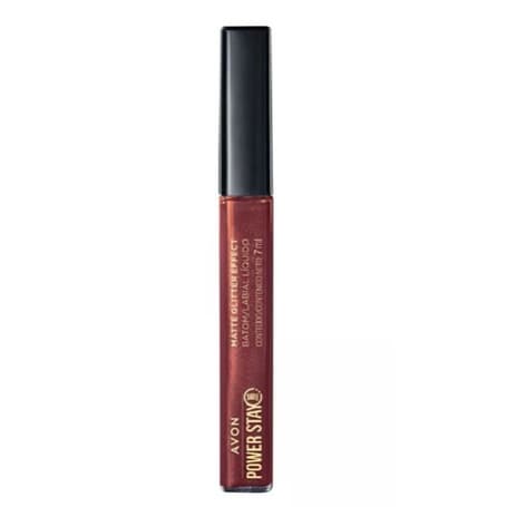 Batom Líquido Matte Glitter Effect Avon Power Stay Cor: Nude iluminado