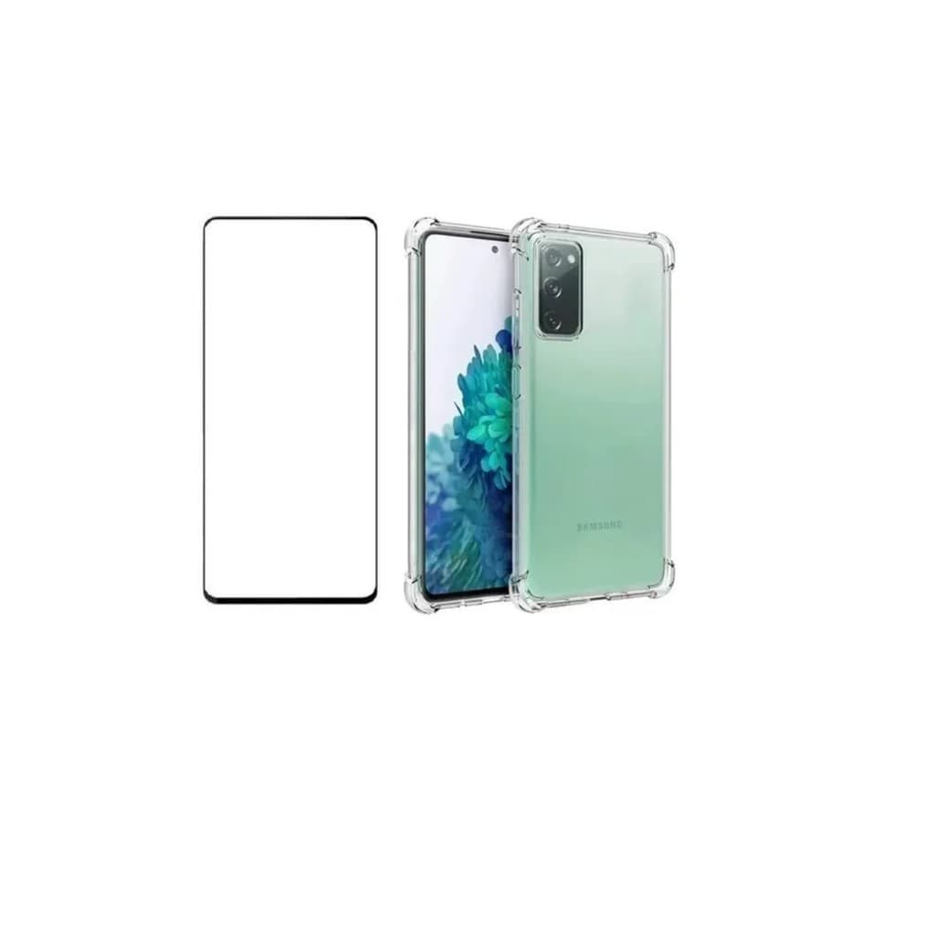 Capa + Pelicula de Gel 5D Nano para Samsung Galaxy S20 Fe S20fe (Anti impacto queda shock choque proteção protetora air bag silicone TPU reforçada incolor transparente celular aparelho borda capinhas capa capinha case)