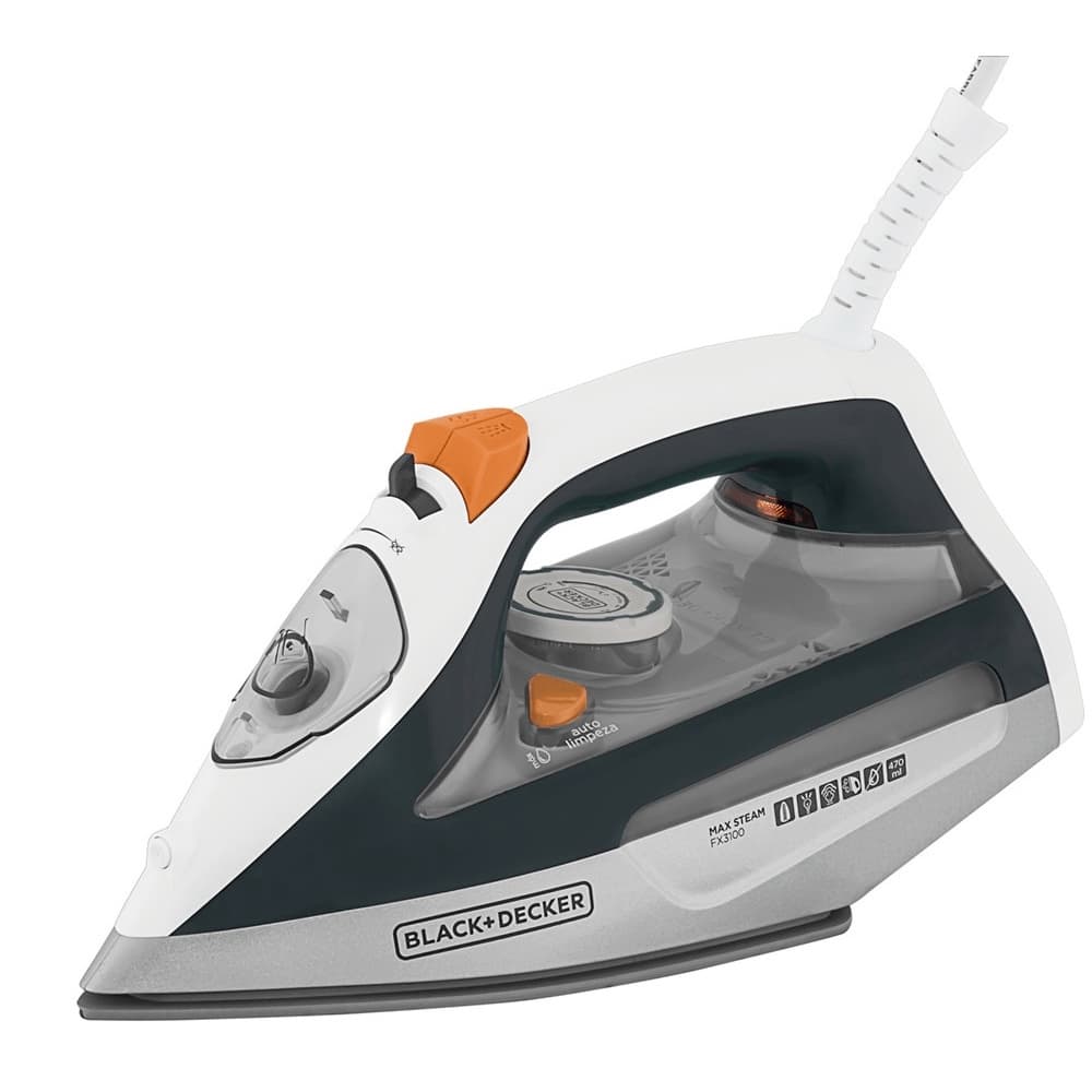 Ferro de Passar a Vapor Black Decker FX3100 Max Steam Anti Gotejamento 470mL