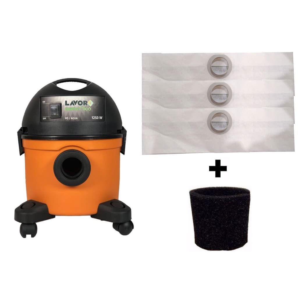 Kit 3 Sacos Aspirador Lavor Wash Compact Eco 1250w + Filtro
