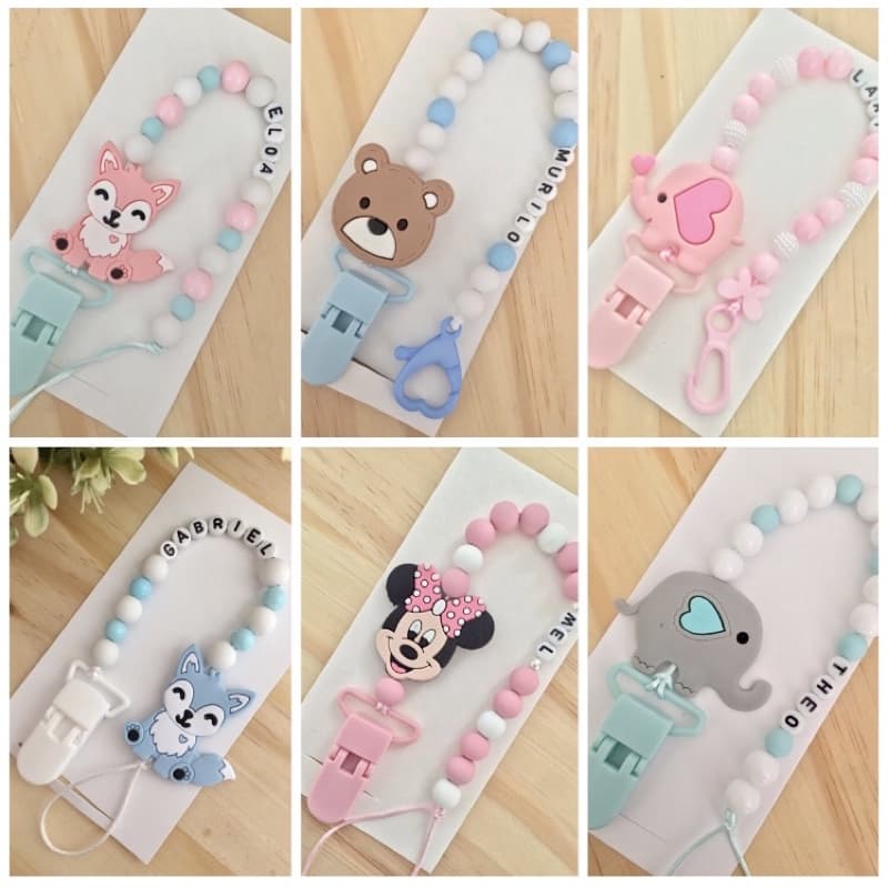 prendedor de chupeta bico com nome do bebê chupeta mam nuk lilo infantil acessório