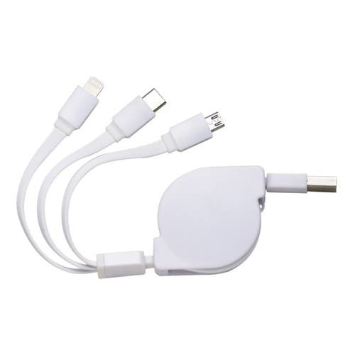 2 Cabos De Dados Retrátil Com 3 Pontas Com 1 Metro Para Android, iPhone, iPad E Tablet