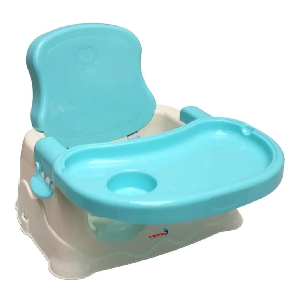 Cadeira de Alimentação Bebê Azul Importway | Booster de Mesa com Bandeja