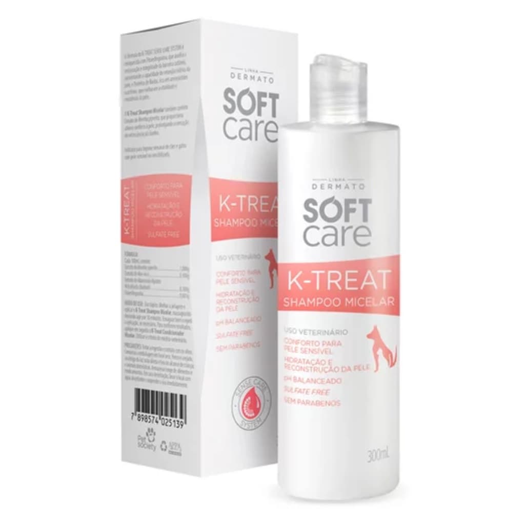 Soft Care K Treat Shampoo Micelar para Cães e Gatos 300 Ml