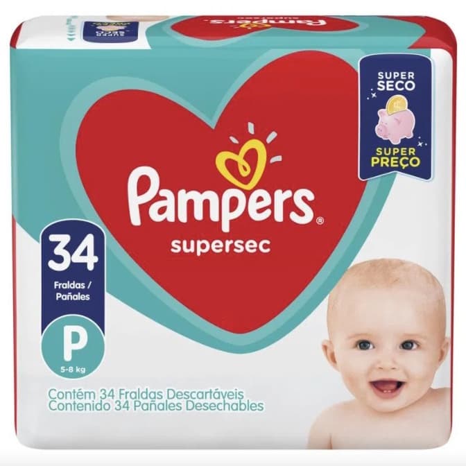 Fralda Descartável Infantil Pampers Supersec SuperSequinha