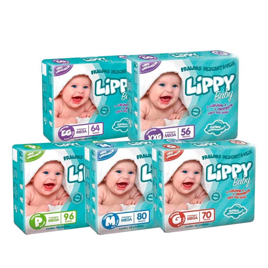Fralda Infantil Lippy Baby P/M/G/EG/XXG Direto Da Fábrica