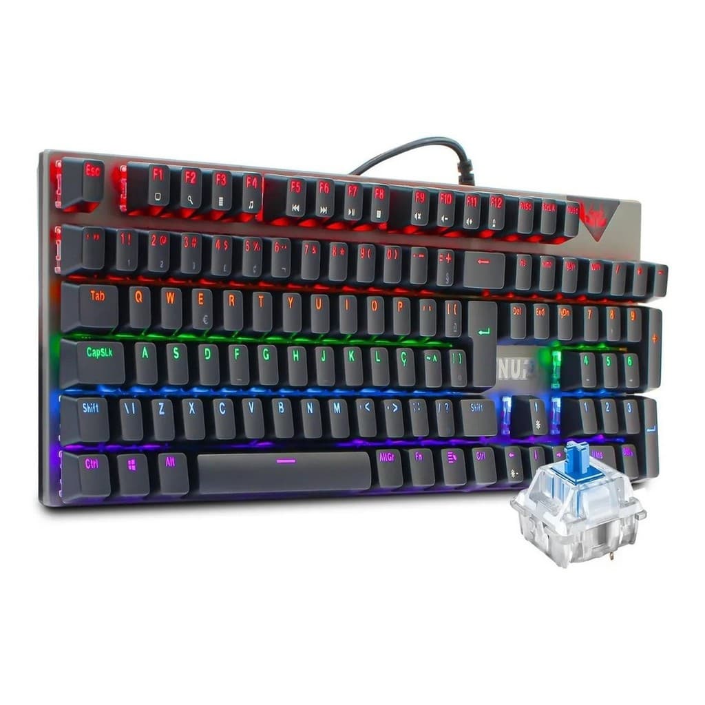 Teclado Gamer Mêcanico 12 Funções Rgb Switch Blue Abnt2 Pc