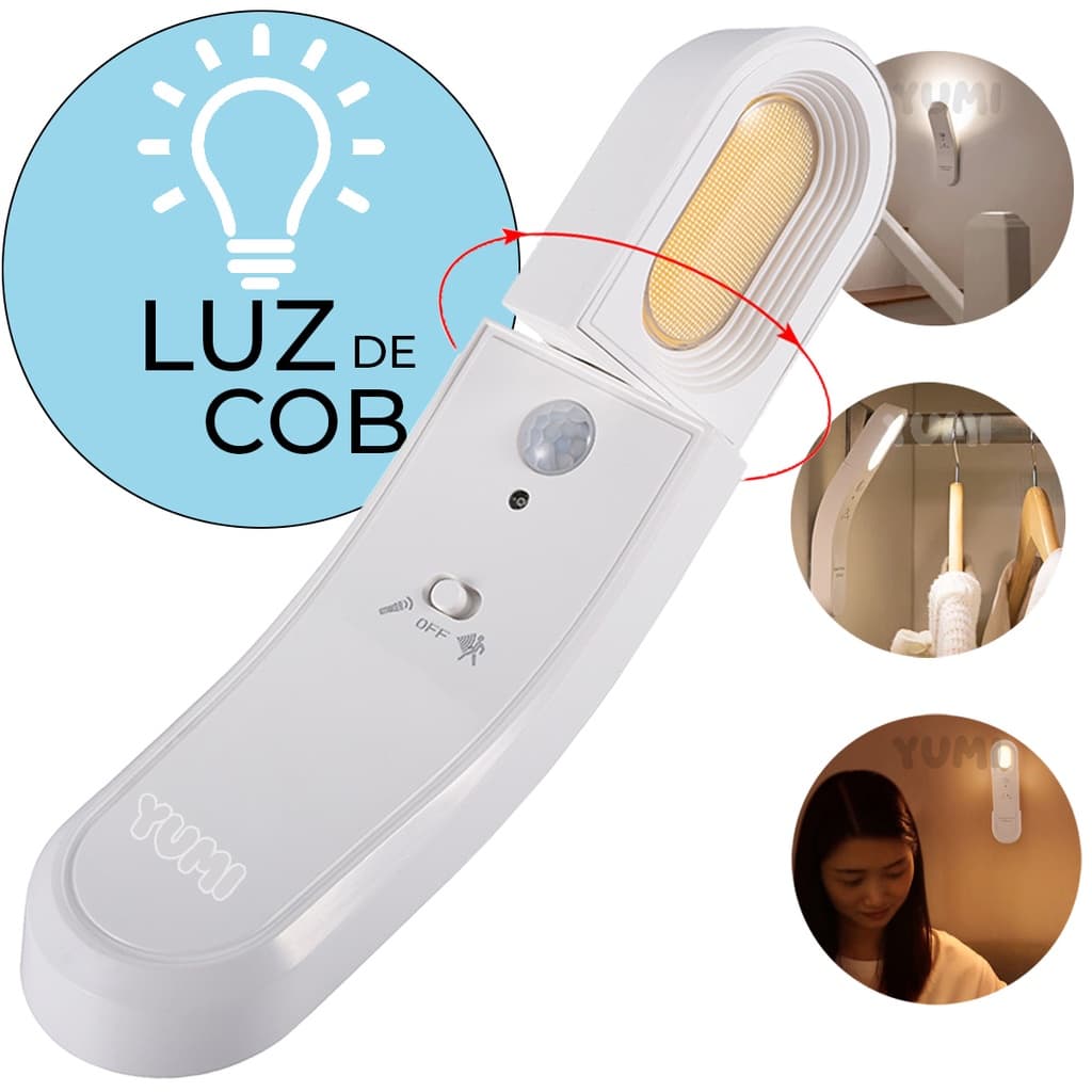 Luminária Lâmpada Led Com Sensor de Presença Led Branco Quente Gira 360º Lanterna ou Automático