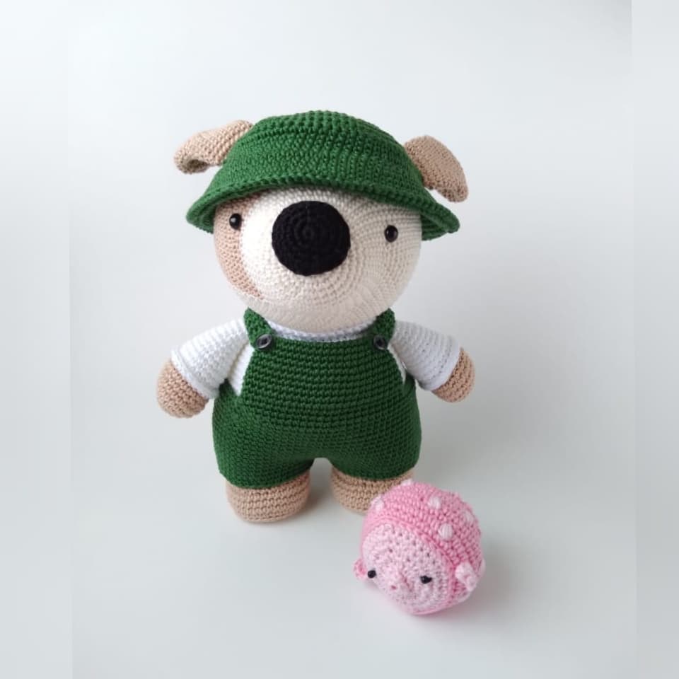 Cachorro de crochê Duncan kit pescador - amigurumi para decorar
