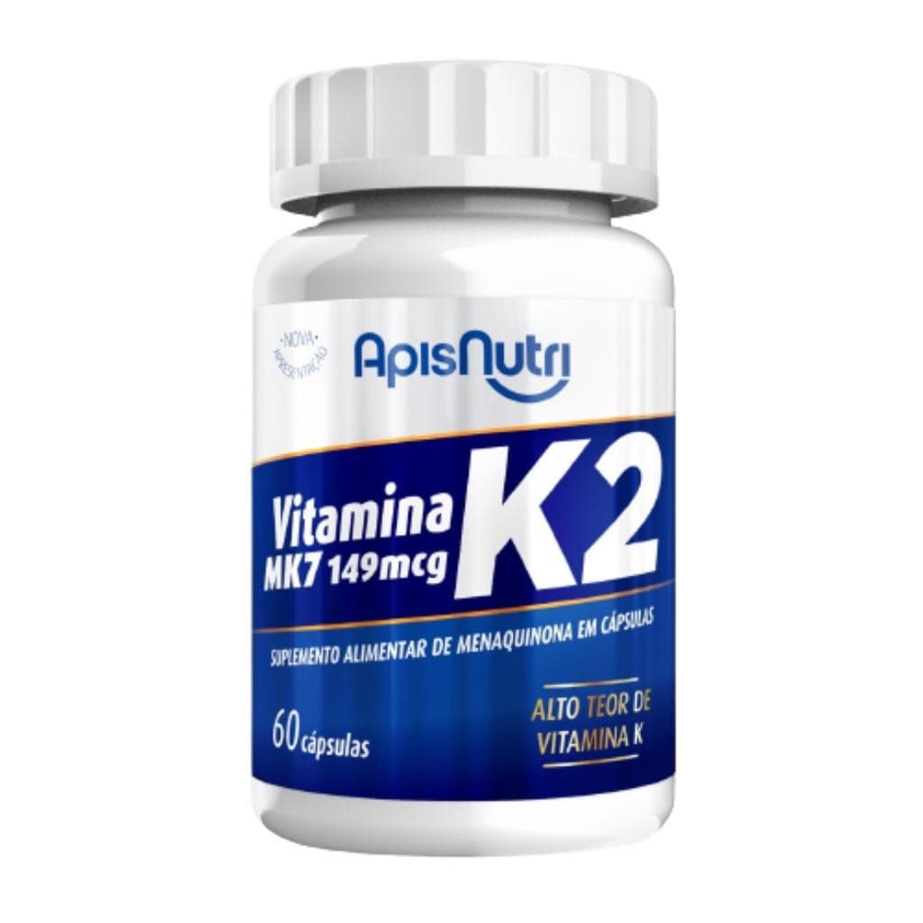 Vitamina K2 Mk7 Vitamina k2 MK7 149MCG MENAQUINONA 7 200% do IDR, Máximo uma cápsula ao dia Apisnutri