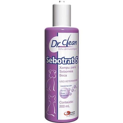 Sebotrat S Shampoo para Seborreia Seca Dr Clean para Caes e Gatos Agener Uniao 200 ml
