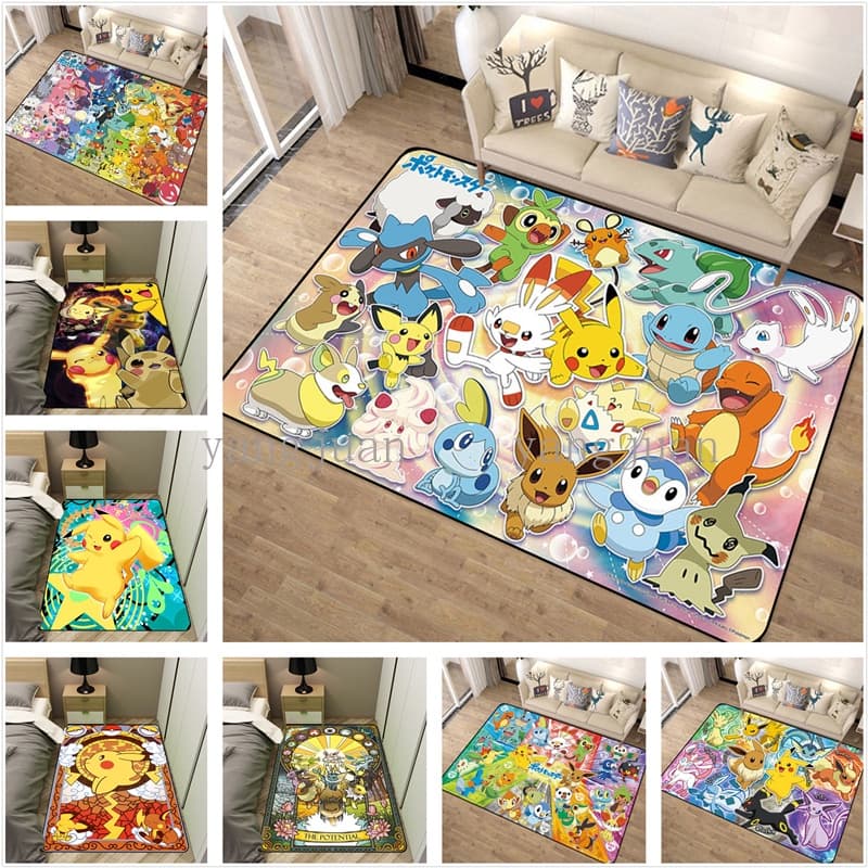 Tapete de desenho animado Pokémon Pikachu Pokémon Sala de estar Quarto Tapete de cabeceira Antiderrapante Mesa de centro
