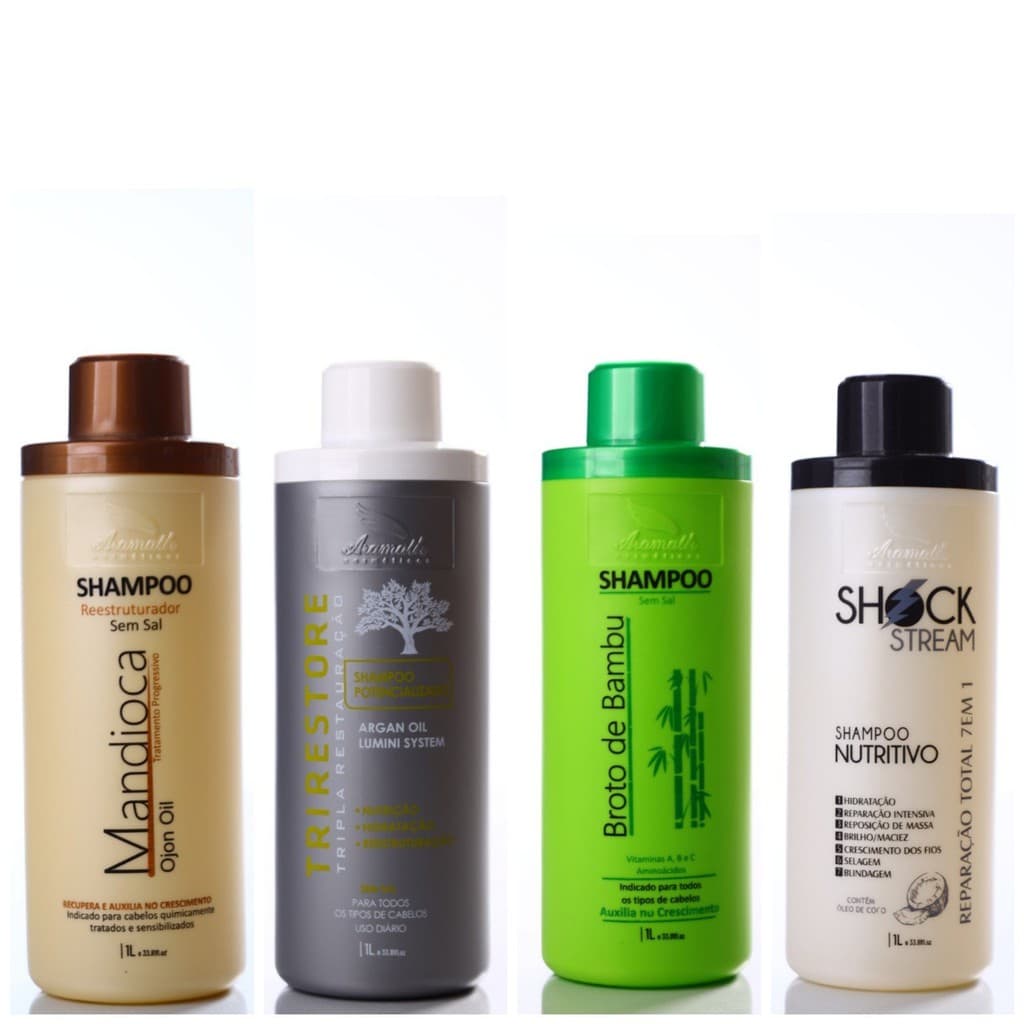 Aramath Cosméticos shampoos Hidratante 4 unidades 1 Litro Cada mand, argan, broto e shock
