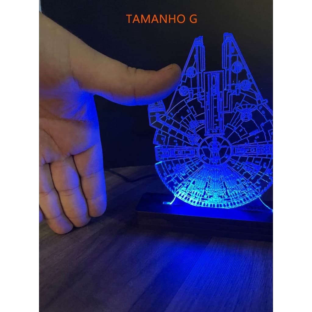 Luminária LED MILLENNIUM FALCON em acrílico transparente gamer luminária USB várias cores de LED