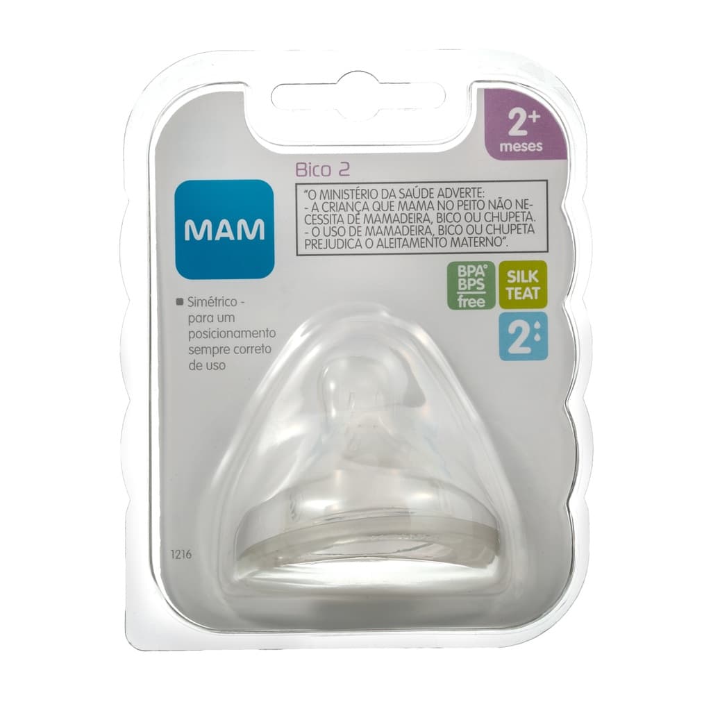 Bico Mamadeira MAM N2 2+ meses Fluxo Médio Original Silicone Alimentação Bebê Número 2