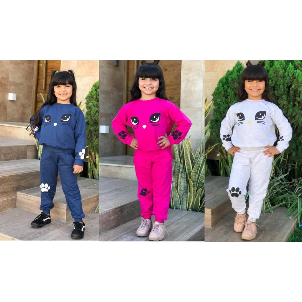 Kit 3 Conjuntos de Moletom Infantil Flanelado Conjunto de Inverno Infantil Conjunto Calça e Casaco Infantil