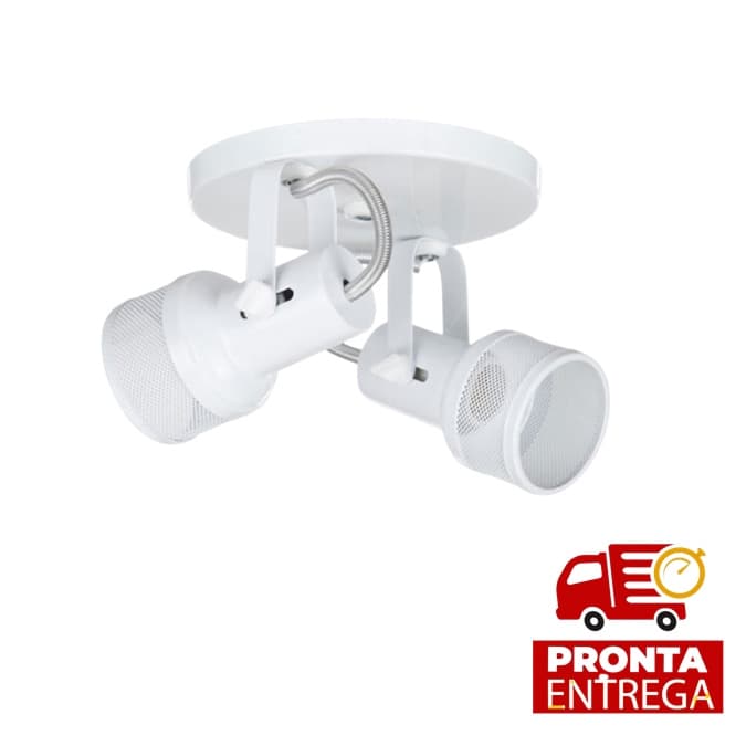 Luminária lustre Sobrepor Spot Duplo Direcionáveis (COR) Tela Sobrepor Teto Casa Salão Quarto Par20 Led Bulbo E27