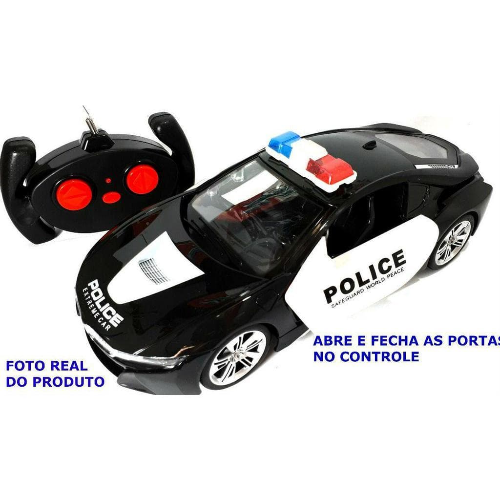 Carrinho Controle Remoto Ferrari Policia Controle Total Abre Portas Super Rapido