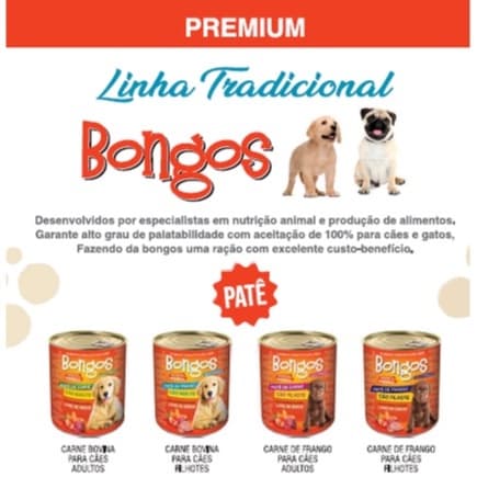 Ração Bongos: Linha Tradicional Lata de 280g -Cães - Cachorro - Dog - Animal de Estimação