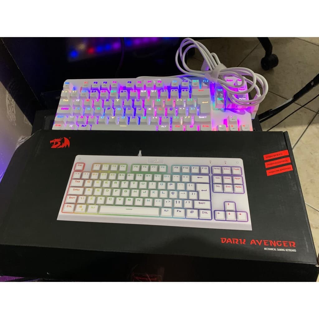 Teclado Mecânico Redragon Dark Avenger Lunar White RGB (Refurbished)