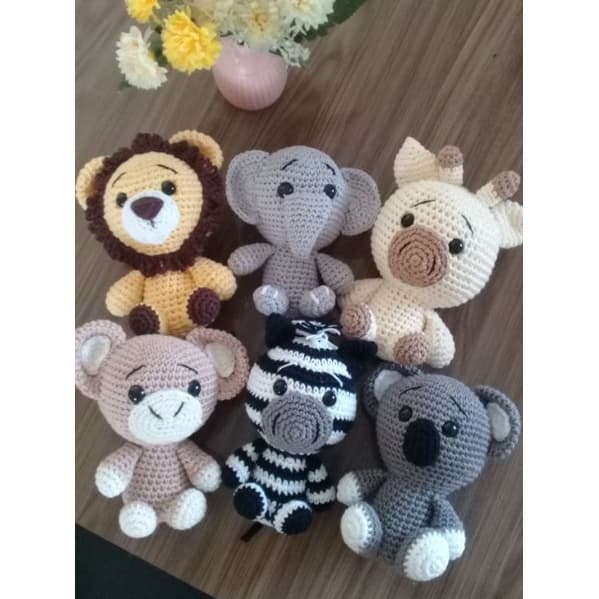 kit safari baby com 6 bichinhos em amigurumi bichinhos de croche