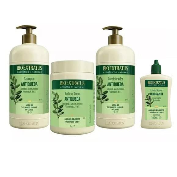 KIT SHAMPOO+CONDICIONADOR+MÁSCARA HIDRATANTE 1L+TÔNICO100ML JABORANDI ANTIQUEDA BIO EXTRATUS