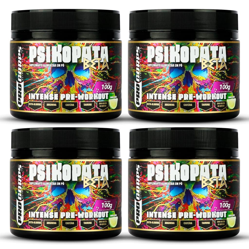 4 Pré Treino Psikopata Beta 100g - Pro corps
