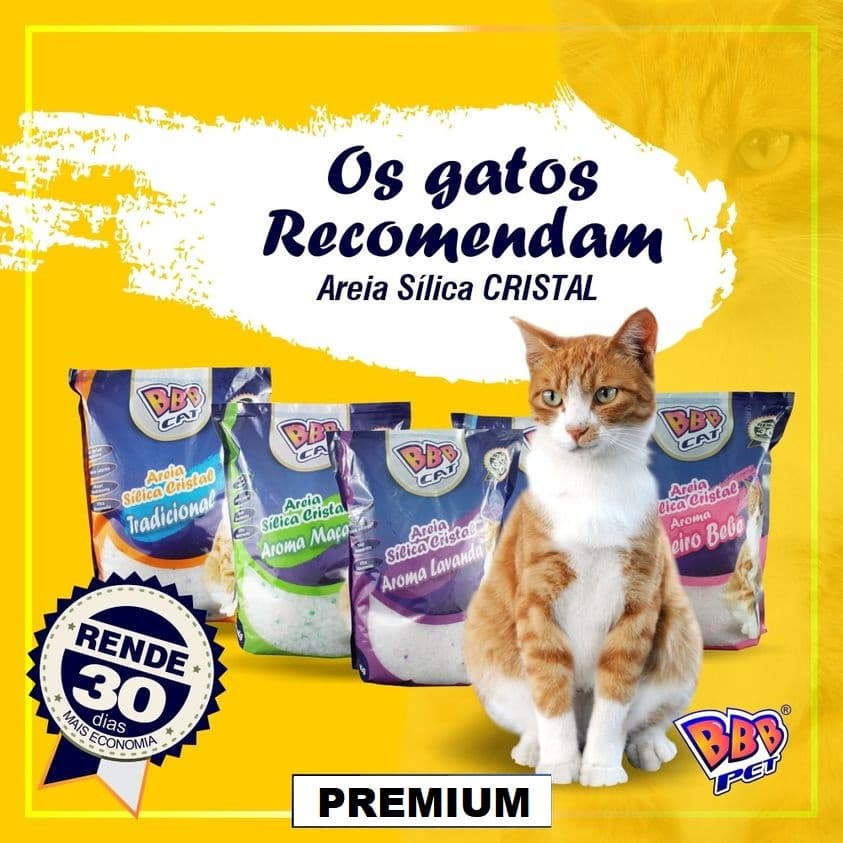 Várias opções de Areia Sanitária para Gatos Sílica Tradicional e com aromas Micro fina 1,6kg
