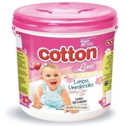 Lenço Umedecido Cotton Balde Rosa Com 400 Unidades