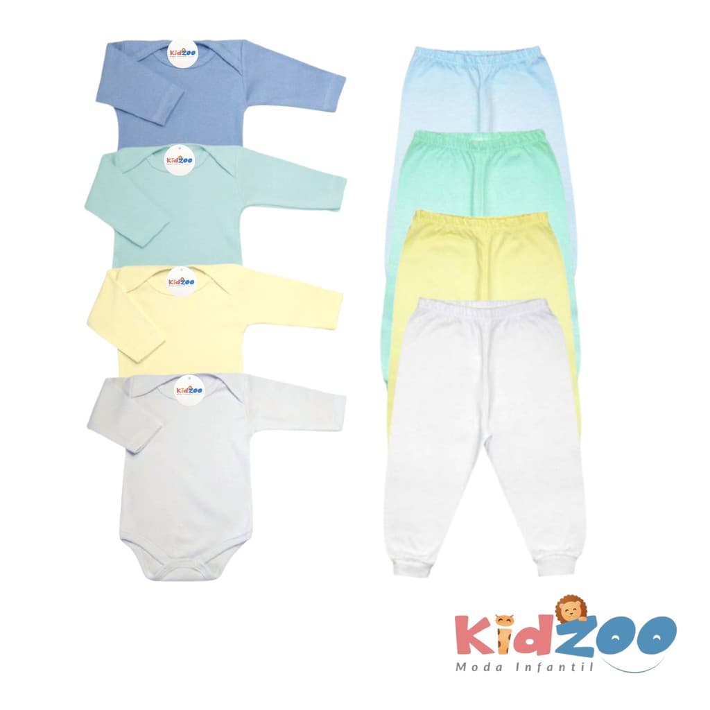 Kit 4 Peças Body e Mijão Bebê - Enxoval - Sortido - Menino