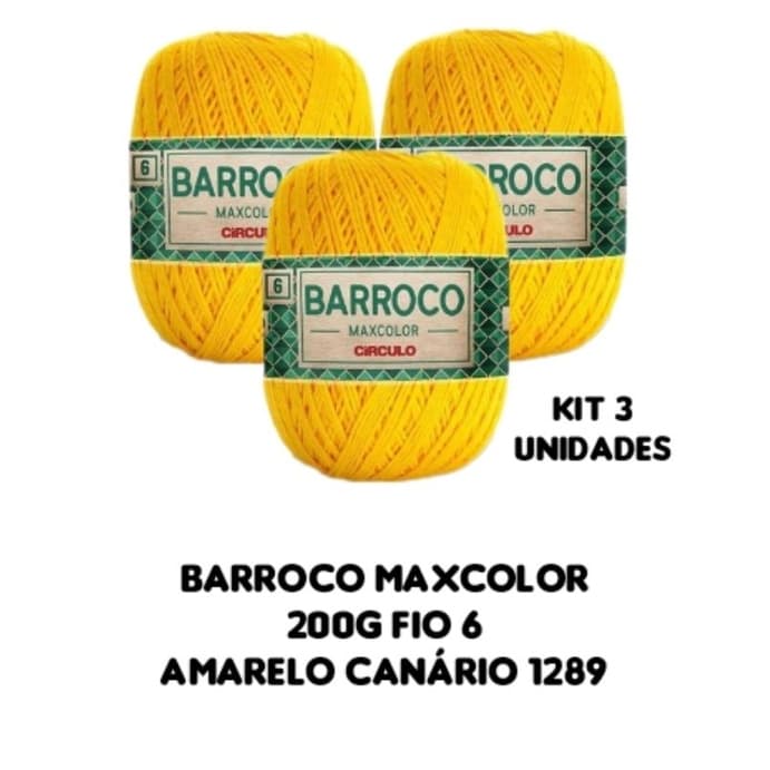 Barbante Maxcolor 200g Círculo para crochê fio 6 Cor Amarelo Canário 1289 kit 3 unidades