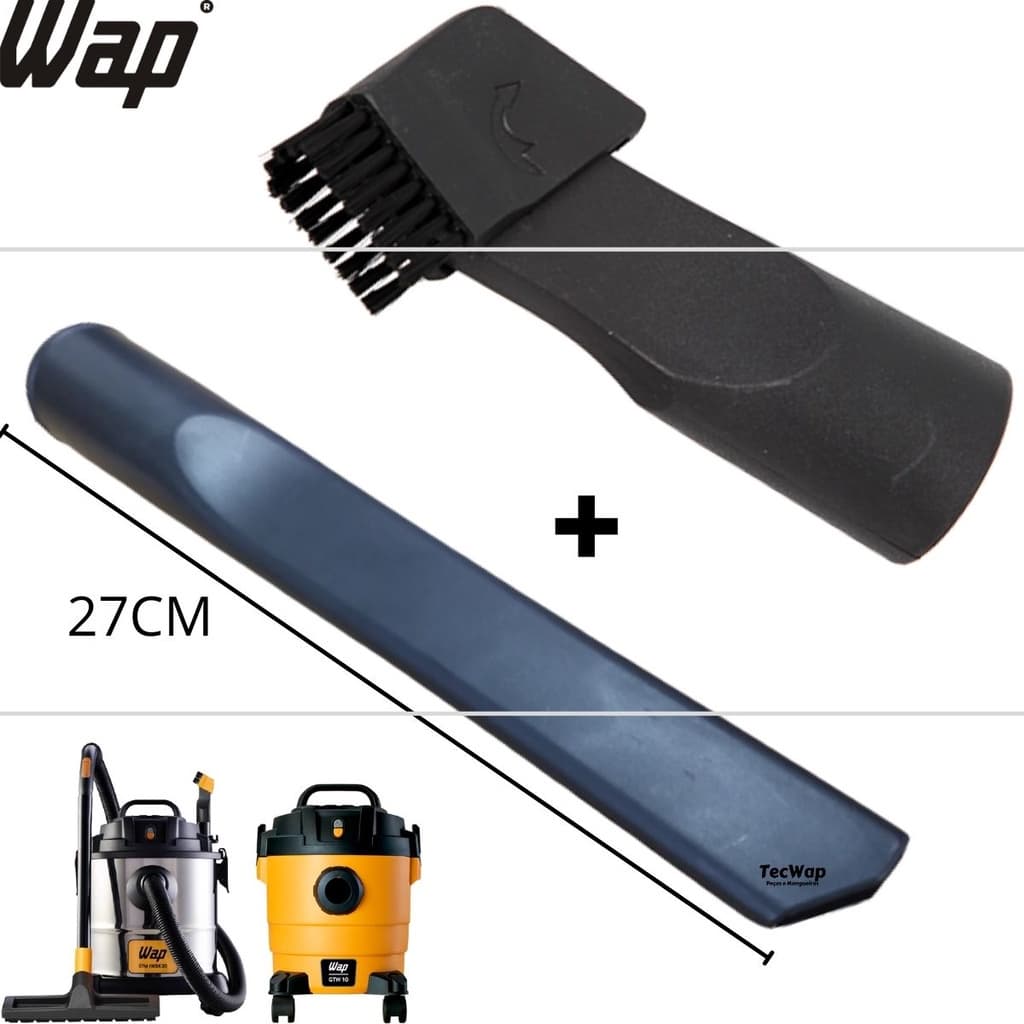 Bico Canto Longo 27cm + Bico Escova Aspirador De Pó Wap Gtw 10 Gtw Inox 12/20