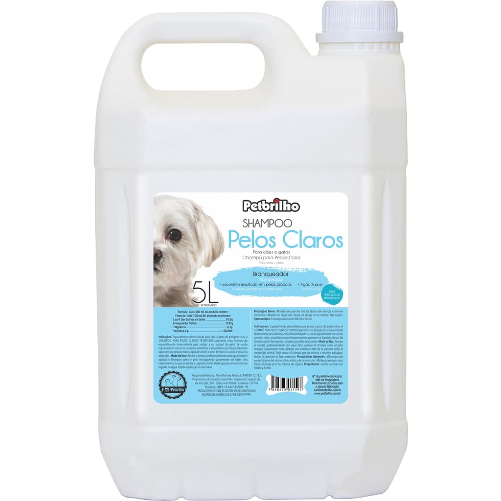 Shampoo para cães Pet Brilho Pelos Claros 5 Litros