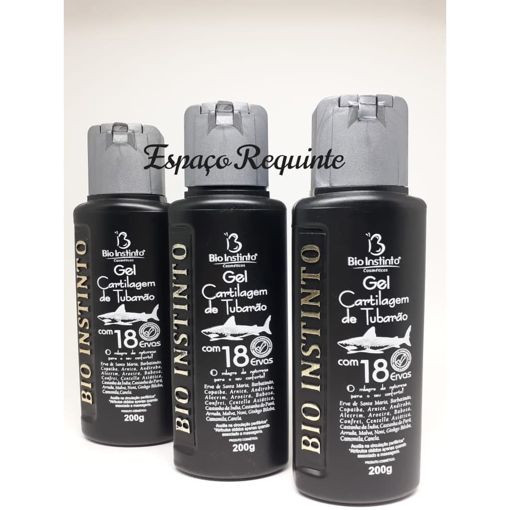 Kit com 3 Gel Cartilagem de Tubarão com 18 Ervas Bio Instinto 200g