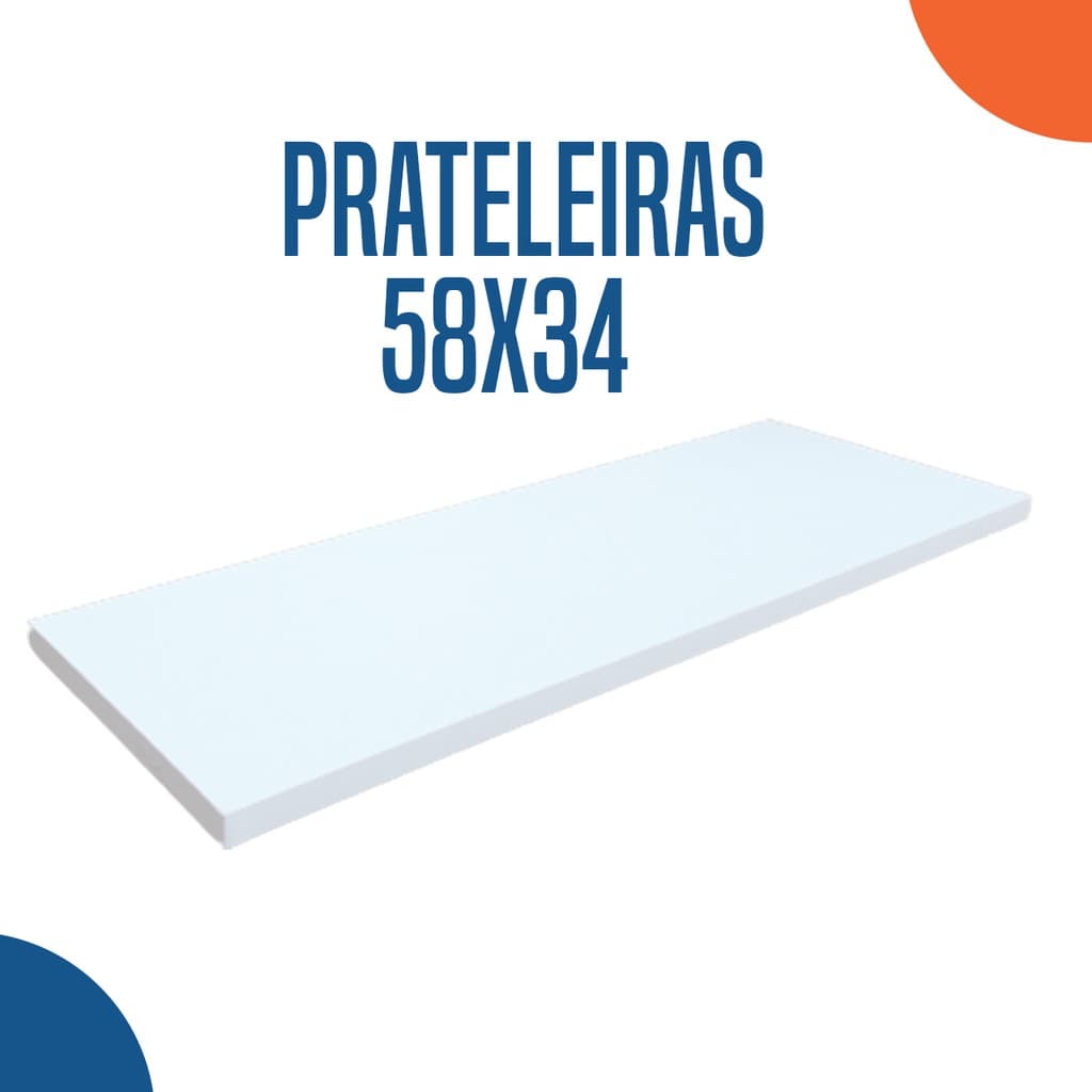 Prateleira em Madeira Branca de Parede 58x34 MDF Com Suporte