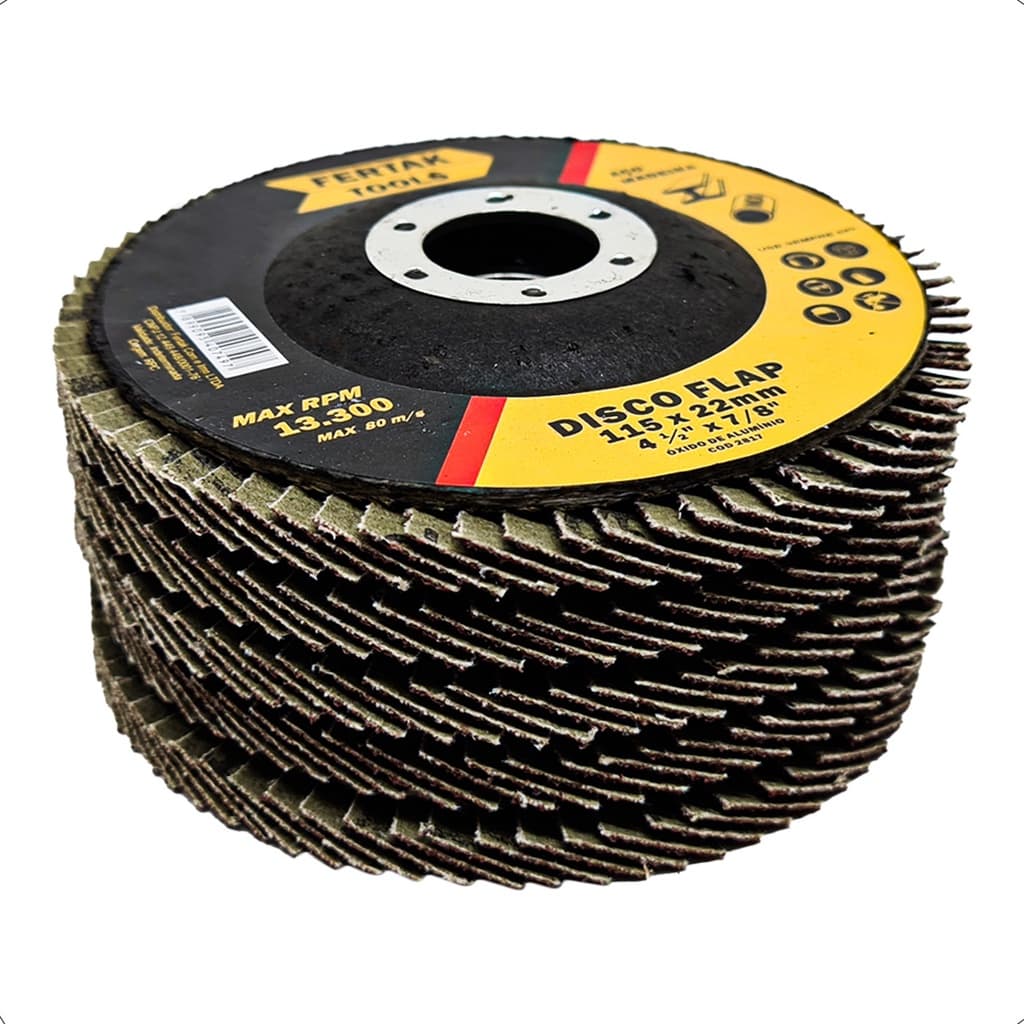 Disco De Lixa Flap Disc 4.1/2'' Para Esmerilhadeira - Vários Grãos - Aço Inox Metal Madeira - Max RPM 13.300