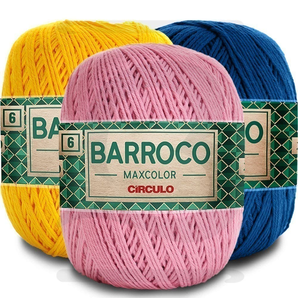 Barbante Barroco MaxColor Fio N° 6 Círculo 400 gramas para Crochê, Tricô e Amigurumi