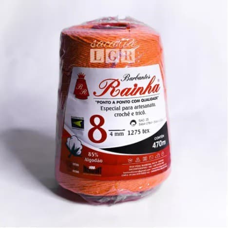 Barbante Para Crochê Tricô Rainha 8 Fios 470m Laranja