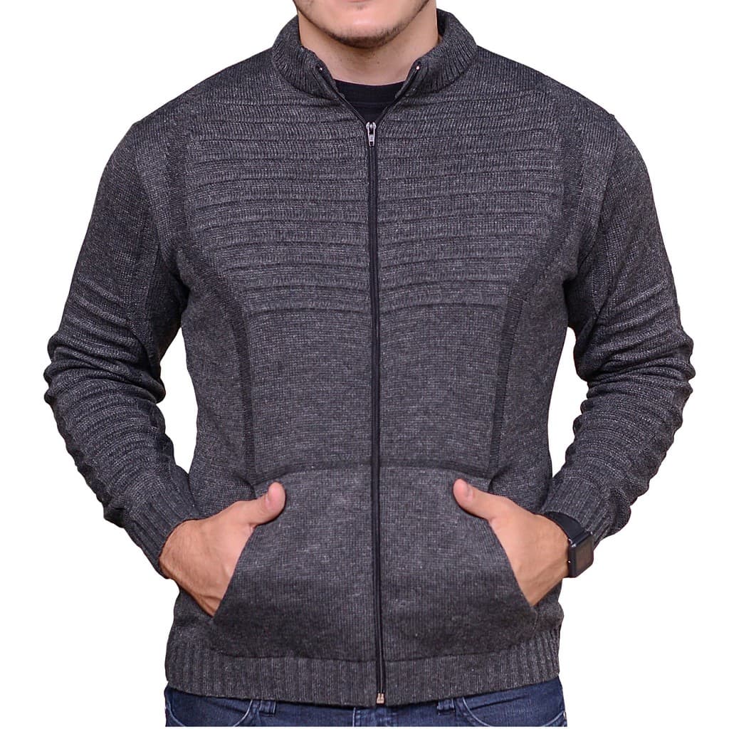 Blusao Masculino Lã Trico Ziper Bolso Canguru Malha Grossa Inverno